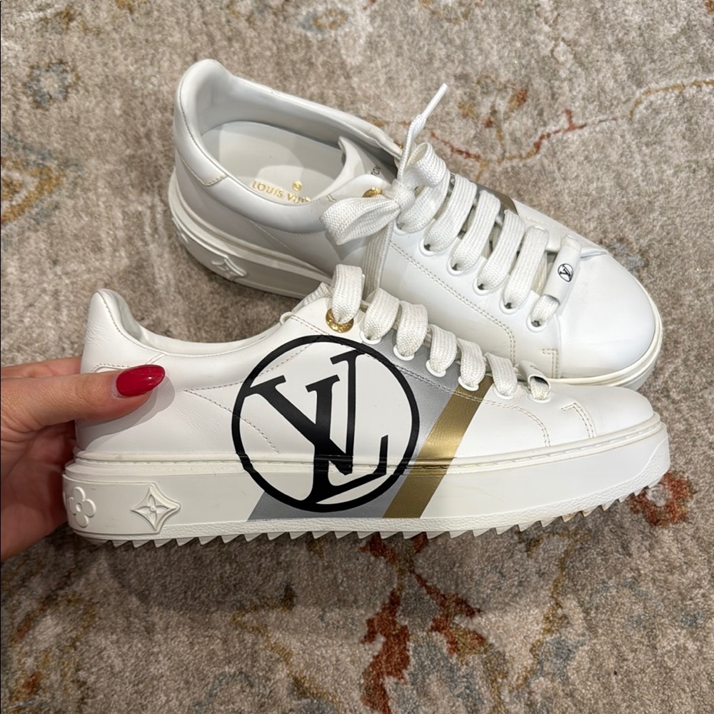 Louis Vuitton White and Gold Women's Sneakers